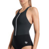 Maillot de Bain ARENA Femme SWIMSUIT SILVIA CROSS BACKBLACK-NIGHT GREY-WHITE
