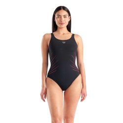 Maillot de Bain ARENA Femme  ISA SQUARED BACK C CUPBLACK-FAIRY ROSE